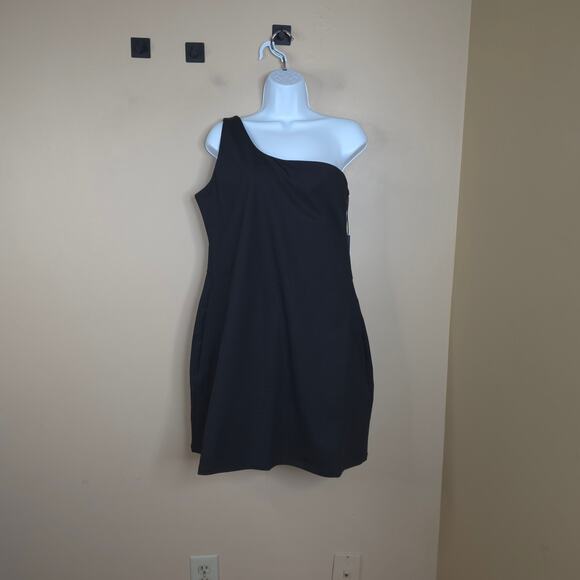 Girlfriend Collective Bianca One Shoulder Dress in Black Size XXL - Picture 1 of 9